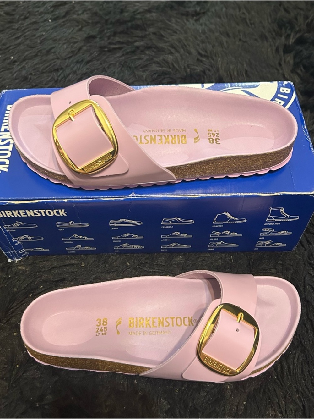 BIRKENSTOCK Madrid big buckle leather gold buckle sandals shoes women’s eur 38 - Picture 7 of 7